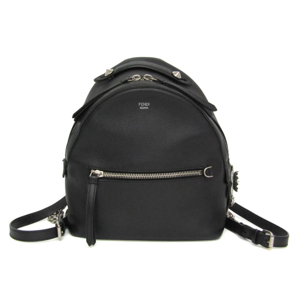 Fendi By The Way Flower 8BZ038 Women's Leather,Beads Backpack Black